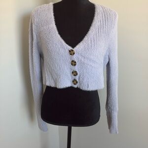 Cropped fuzzy lavender sweater